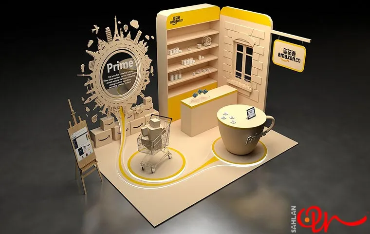 مدل هوش مصنوعی از یک غرفه نمایشگاهی قهوه