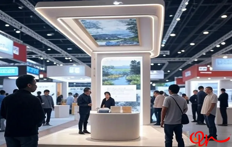 یک غرفه نمایشگاهی کوچک جزیره‌ای در وسط نمایشگاه