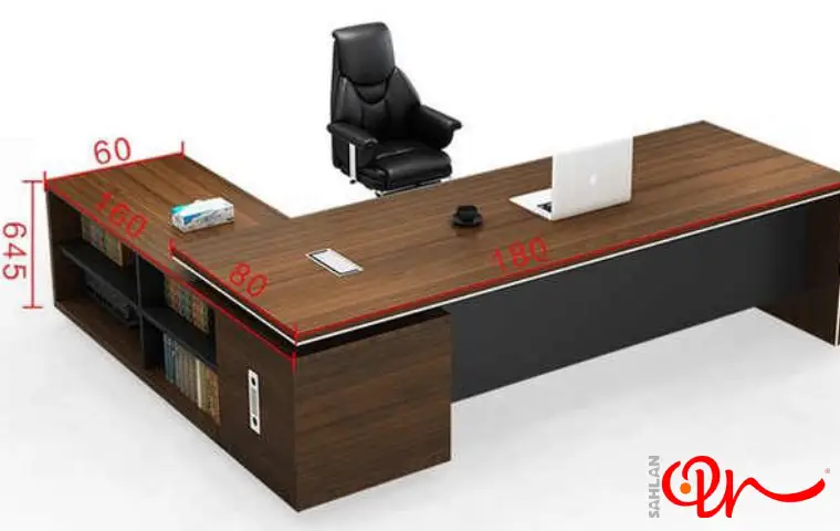 نمایش ابعاد یک میز اداری 