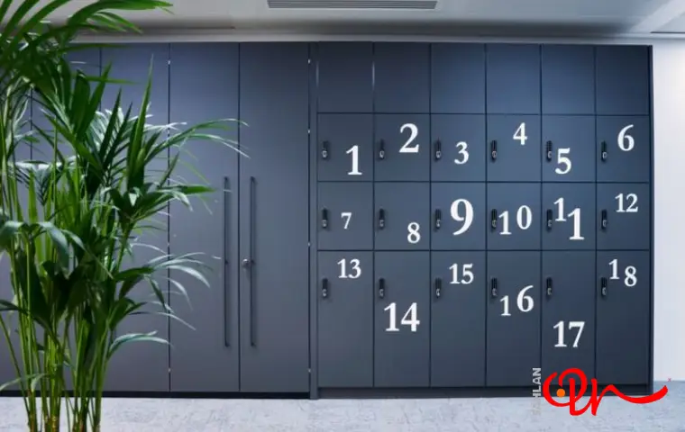 کمد زونکن اداری با رنگ سرمه‌ای و شماره‌گذاری از 1 تا 18