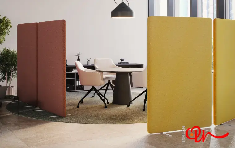 پاراوان اداری به رنگ زرد و آجری