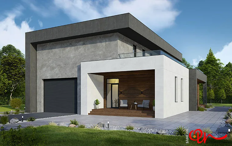 خانه پیشساخته بتنی زیبا درون باغ