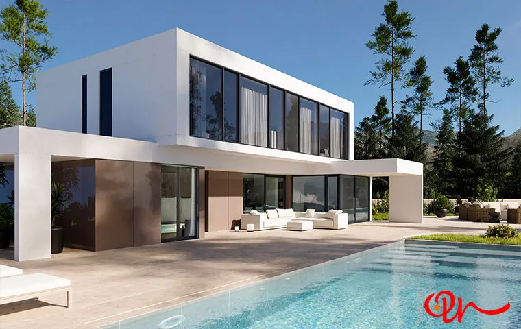 خانه پیشساخته بتنی دوبلکس در کنار استخر