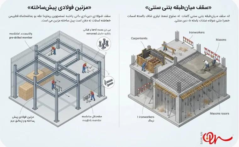 تفاوت مزنین پیشساخته با سازه سنتی در یک نگاه